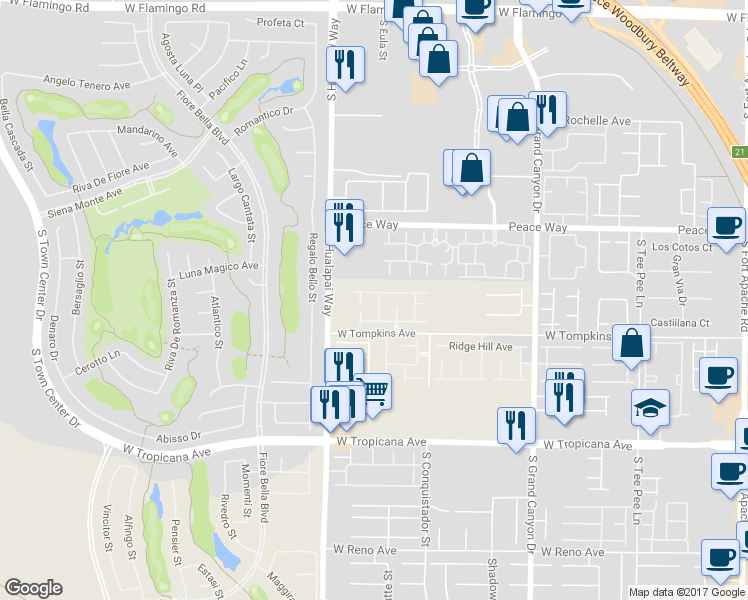 map of restaurants, bars, coffee shops, grocery stores, and more near 4631 San Vito Street in Las Vegas
