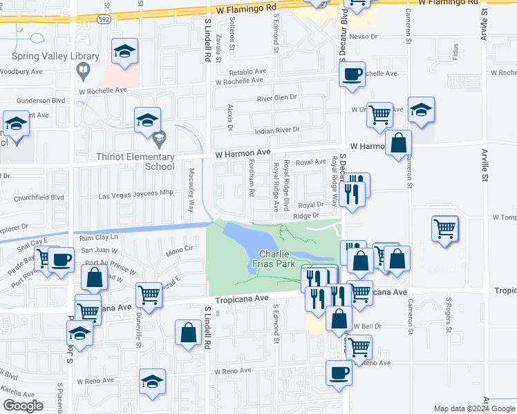 map of restaurants, bars, coffee shops, grocery stores, and more near 5266 Lisagayle Court in Las Vegas