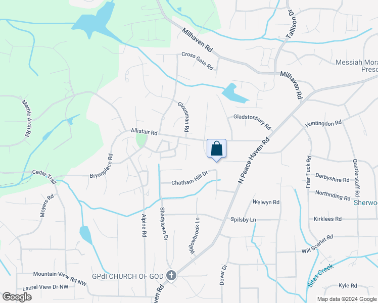 map of restaurants, bars, coffee shops, grocery stores, and more near 4171 Lytchfield Court in Winston-Salem