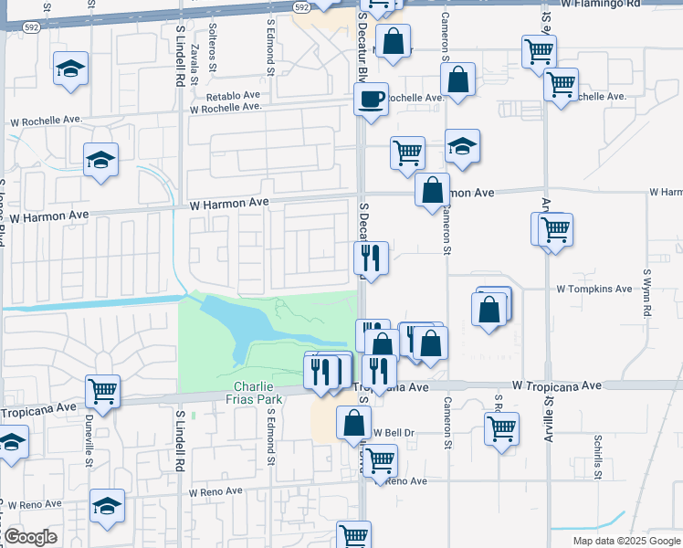 map of restaurants, bars, coffee shops, grocery stores, and more near 4969 Royal Drive in Las Vegas
