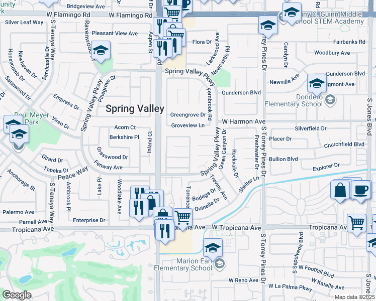 map of restaurants, bars, coffee shops, grocery stores, and more near 6771 Mangrum Cir in Las Vegas