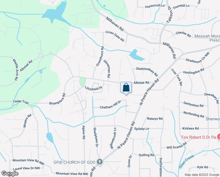 map of restaurants, bars, coffee shops, grocery stores, and more near 950 Aquadale Lane in Winston-Salem