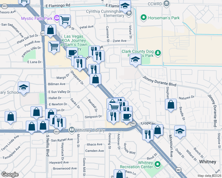 map of restaurants, bars, coffee shops, grocery stores, and more near 4628 Dealers Choice Way in Las Vegas