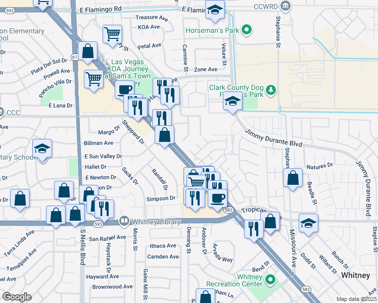 map of restaurants, bars, coffee shops, grocery stores, and more near 4628 Dealers Choice Way in Las Vegas