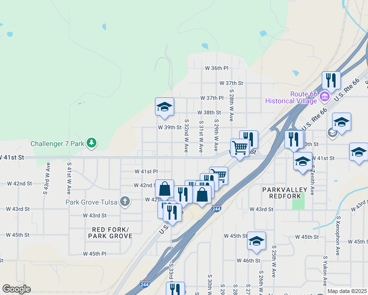 map of restaurants, bars, coffee shops, grocery stores, and more near 4022 East 32nd Street in Tulsa