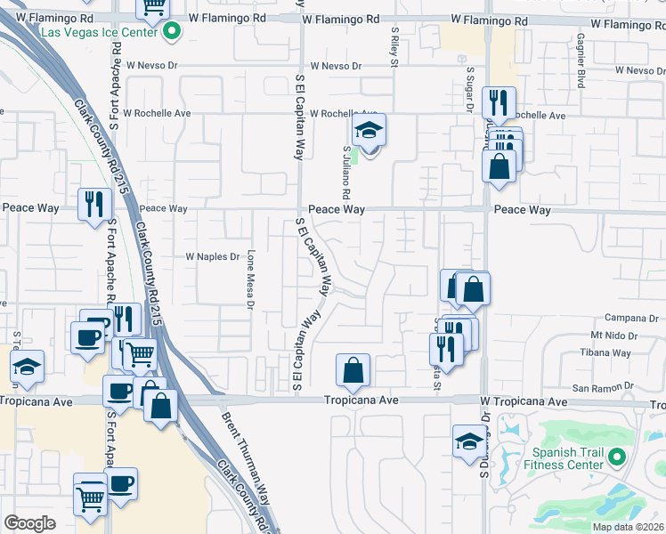 map of restaurants, bars, coffee shops, grocery stores, and more near 4662 Hoeker Way in Las Vegas