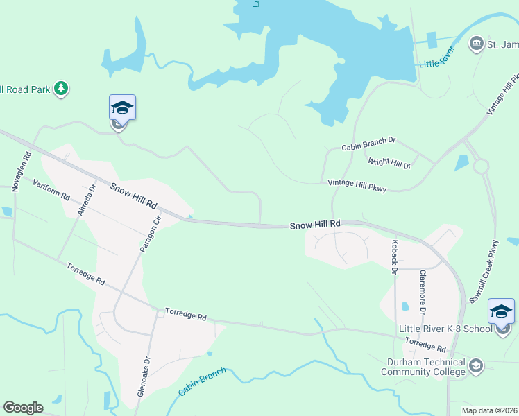 map of restaurants, bars, coffee shops, grocery stores, and more near 1503 Snow Hill Road in Durham