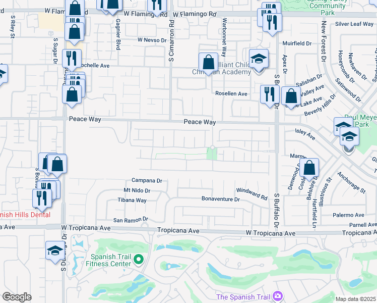 map of restaurants, bars, coffee shops, grocery stores, and more near 8135 Buffalo Ranch Avenue in Las Vegas