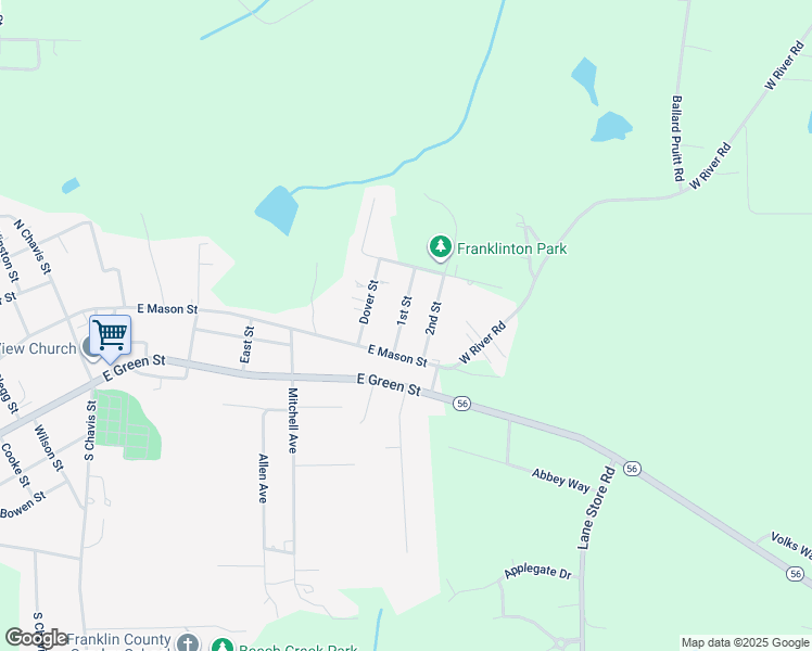 map of restaurants, bars, coffee shops, grocery stores, and more near 6 1st Street in Franklinton
