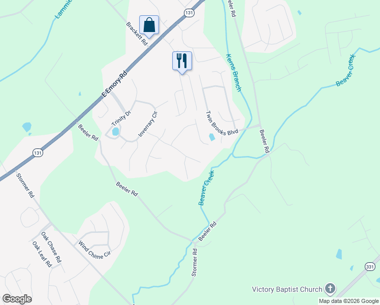 map of restaurants, bars, coffee shops, grocery stores, and more near 7320 Foxhaven Road in Knoxville