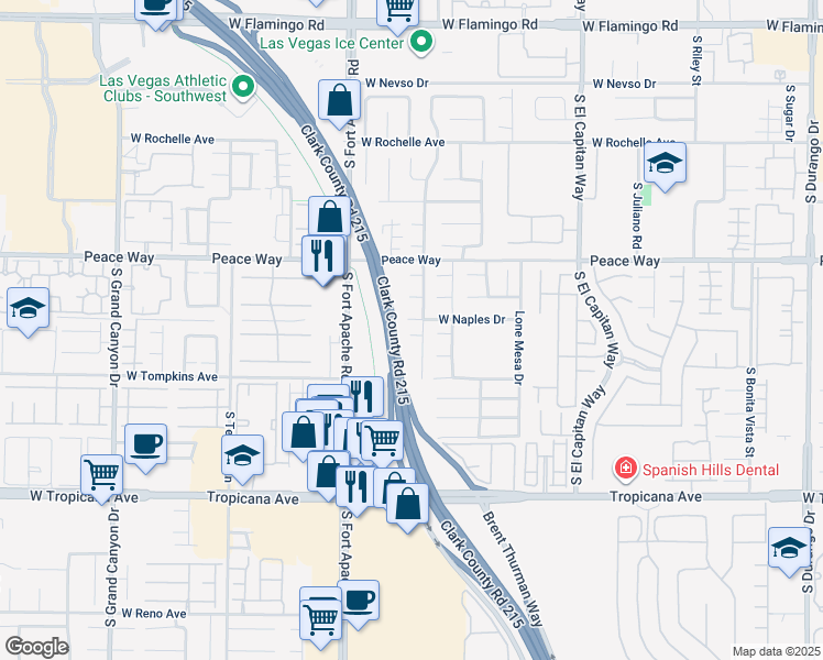 map of restaurants, bars, coffee shops, grocery stores, and more near 9247 Isle Pointe Court in Las Vegas