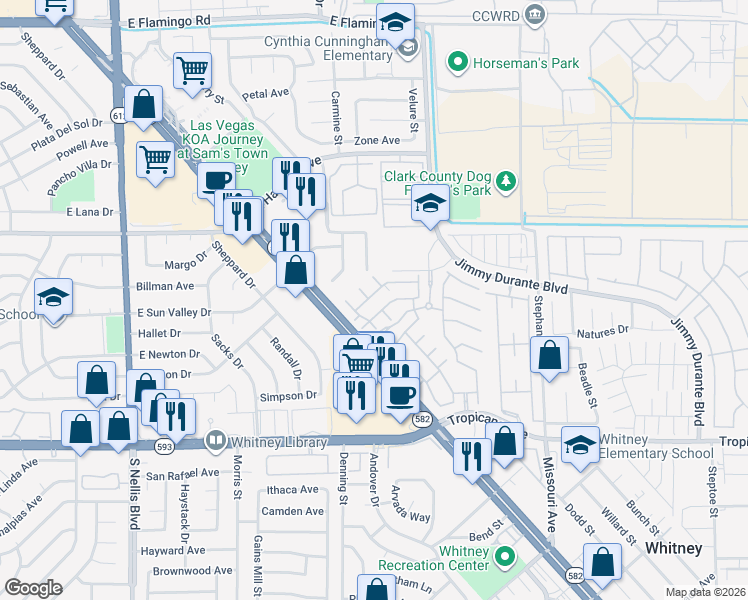 map of restaurants, bars, coffee shops, grocery stores, and more near 4662 Color Up Court in Las Vegas