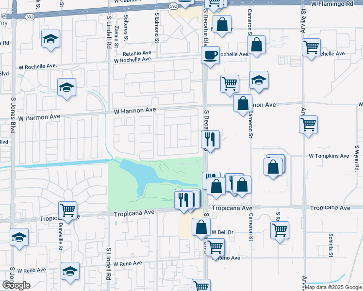 map of restaurants, bars, coffee shops, grocery stores, and more near 5079 Royal Drive in Las Vegas