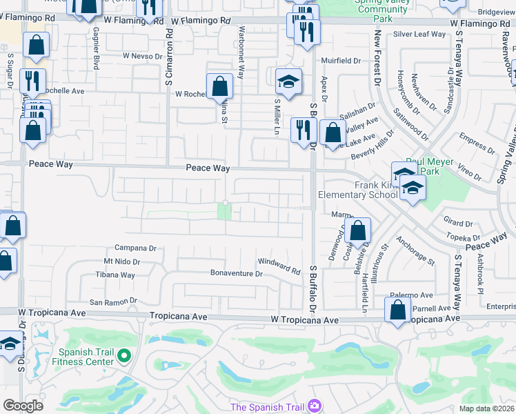 map of restaurants, bars, coffee shops, grocery stores, and more near 4620 Bear Island Court in Las Vegas