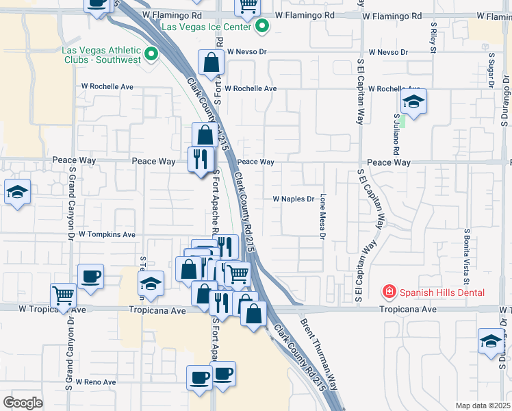 map of restaurants, bars, coffee shops, grocery stores, and more near 9247 Isle Pointe Court in Las Vegas