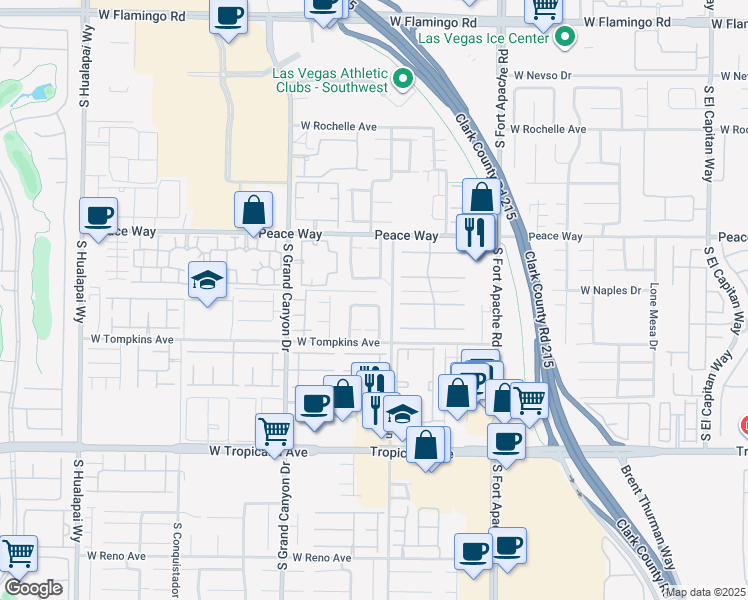 map of restaurants, bars, coffee shops, grocery stores, and more near 4624 Swaying Palms Drive in Las Vegas