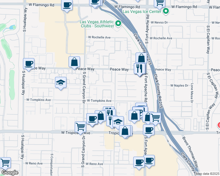 map of restaurants, bars, coffee shops, grocery stores, and more near 4624 Swaying Palms Drive in Las Vegas