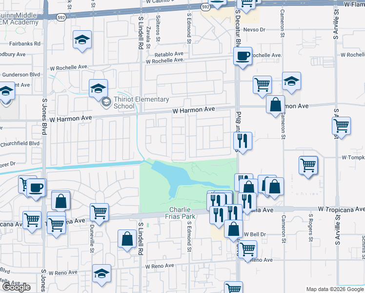 map of restaurants, bars, coffee shops, grocery stores, and more near 5245 Child Court in Las Vegas