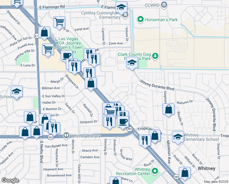 map of restaurants, bars, coffee shops, grocery stores, and more near 4662 Color Up Court in Las Vegas