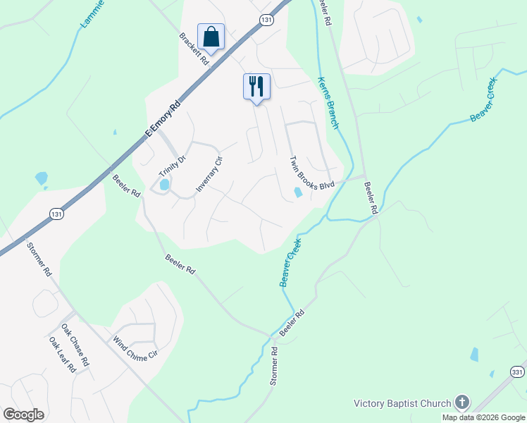 map of restaurants, bars, coffee shops, grocery stores, and more near 7320 Foxhaven Road in Knoxville