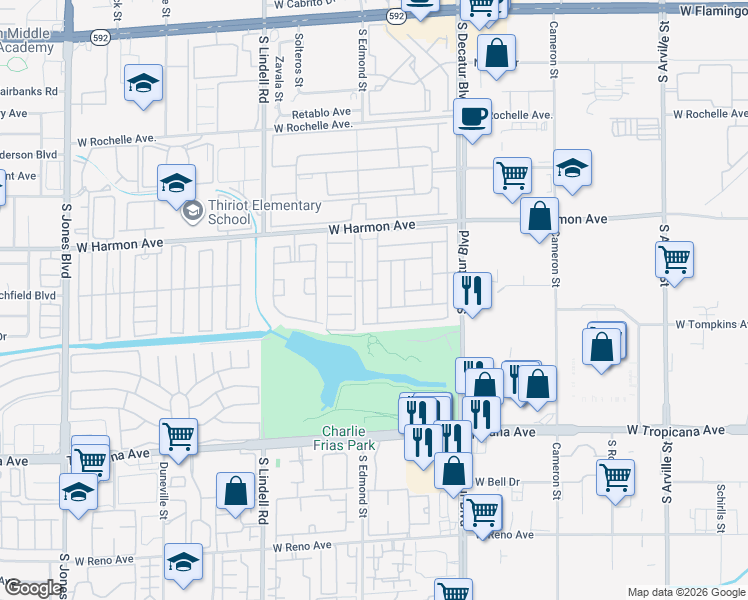 map of restaurants, bars, coffee shops, grocery stores, and more near 4658 Royal Ridge Avenue in Las Vegas