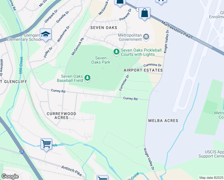 map of restaurants, bars, coffee shops, grocery stores, and more near 1246 Currey Road in Nashville