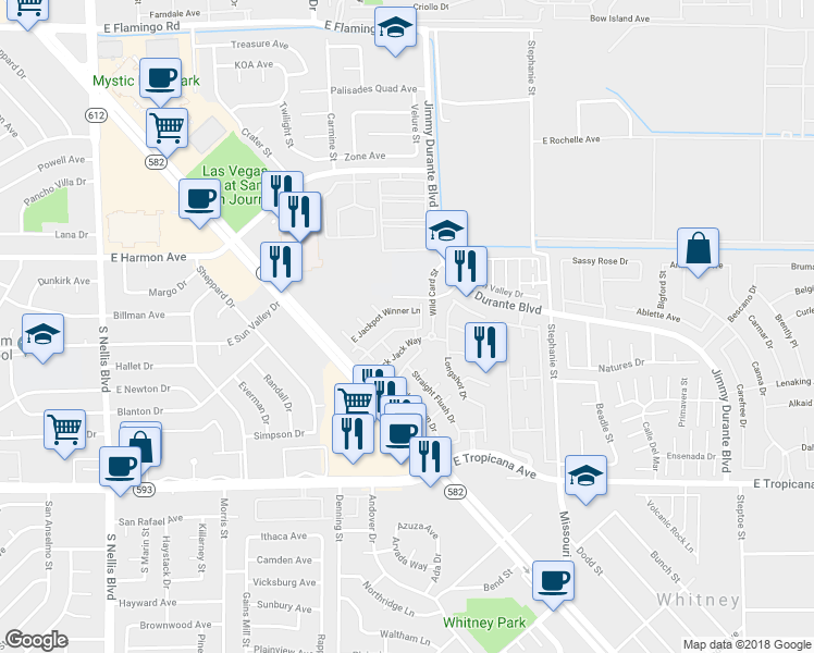 map of restaurants, bars, coffee shops, grocery stores, and more near 4648 Snake Eyes Street in Las Vegas