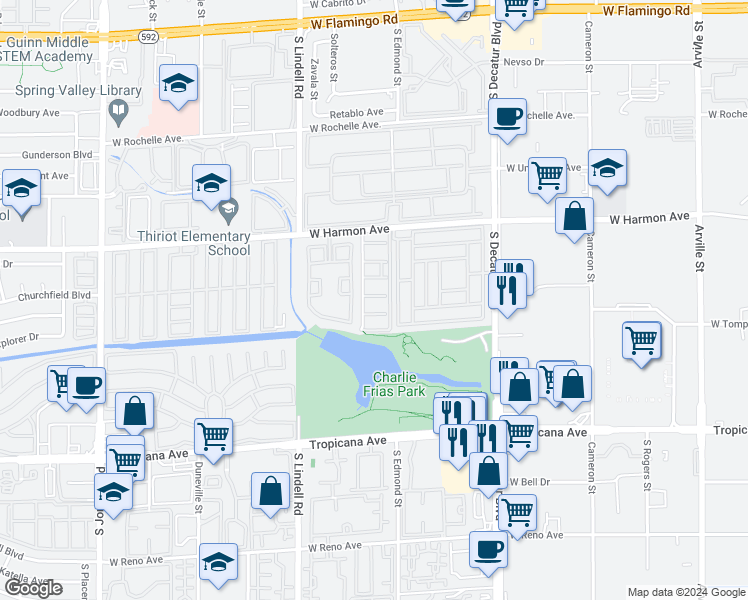 map of restaurants, bars, coffee shops, grocery stores, and more near 5286 Lisagayle Court in Las Vegas
