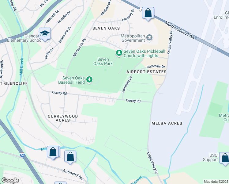 map of restaurants, bars, coffee shops, grocery stores, and more near 1246 Currey Road in Nashville
