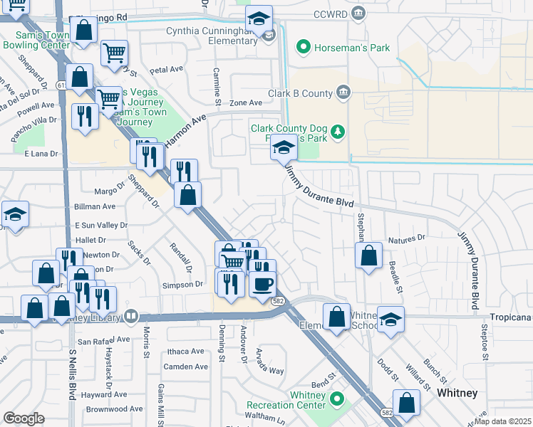 map of restaurants, bars, coffee shops, grocery stores, and more near 4648 Snake Eyes Street in Las Vegas