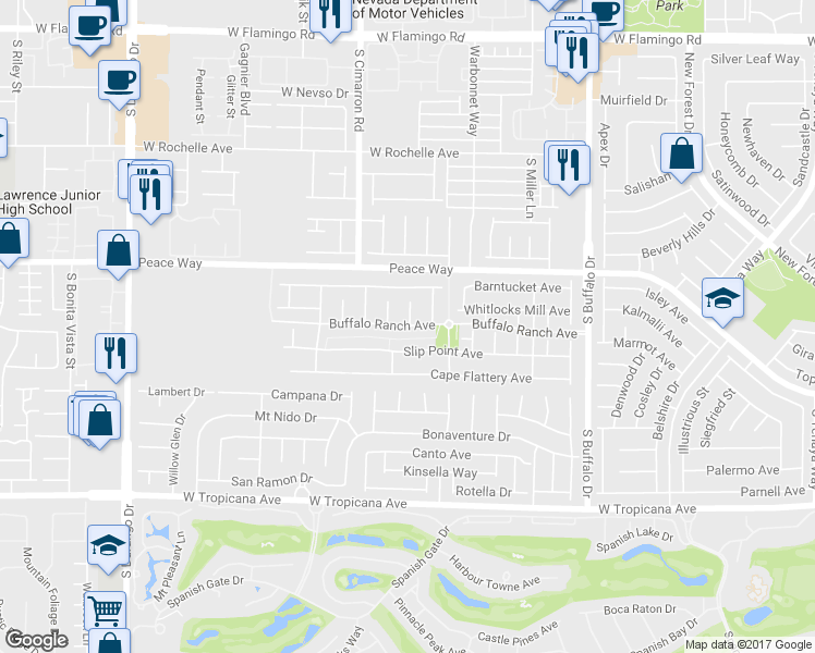 map of restaurants, bars, coffee shops, grocery stores, and more near 8135 Buffalo Ranch Avenue in Las Vegas