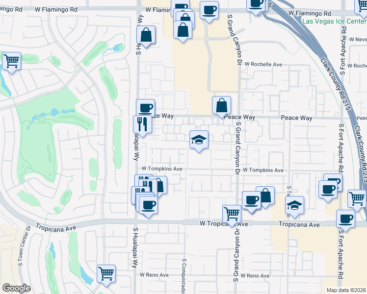 map of restaurants, bars, coffee shops, grocery stores, and more near 10016 San Gervasio Avenue in Las Vegas