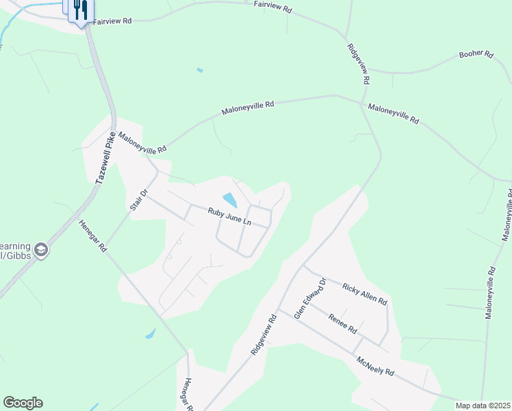 map of restaurants, bars, coffee shops, grocery stores, and more near 6515 Mission Springs Lane in Corryton