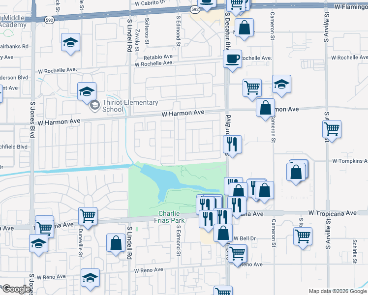 map of restaurants, bars, coffee shops, grocery stores, and more near 4658 Royal Ridge Avenue in Las Vegas