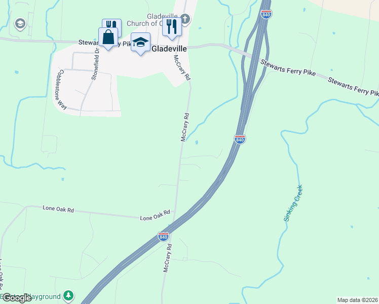 map of restaurants, bars, coffee shops, grocery stores, and more near 515 McCrary Road in Lebanon