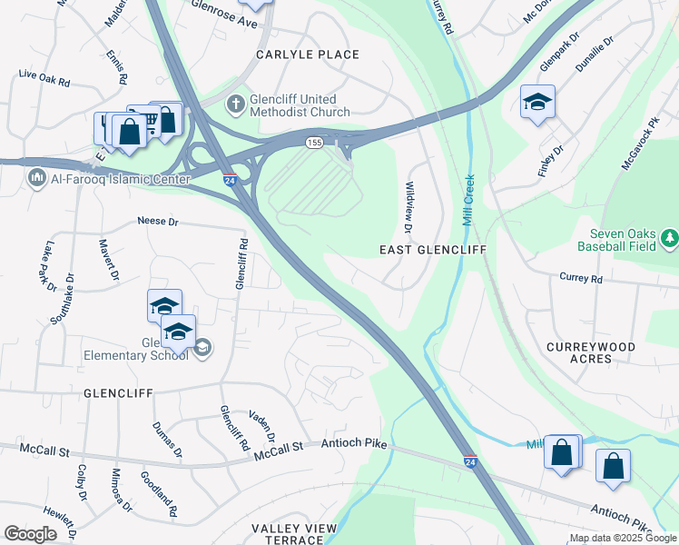map of restaurants, bars, coffee shops, grocery stores, and more near 1034 Drummond Drive in Nashville