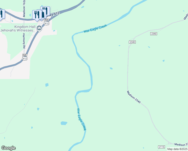 map of restaurants, bars, coffee shops, grocery stores, and more near Madison 2340 in Huntsville
