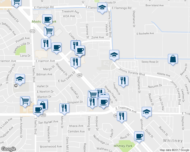 map of restaurants, bars, coffee shops, grocery stores, and more near 4624 Even Money Court in Las Vegas
