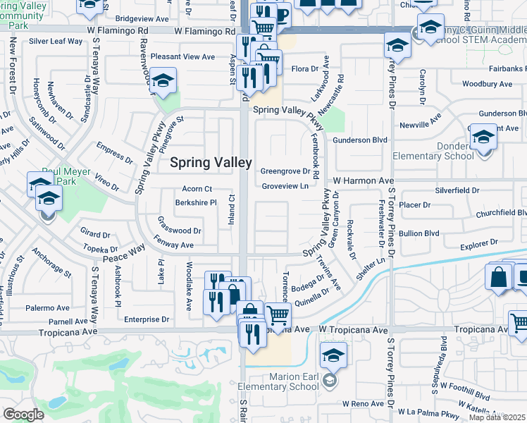 map of restaurants, bars, coffee shops, grocery stores, and more near 6850 Mangrum Circle in Las Vegas
