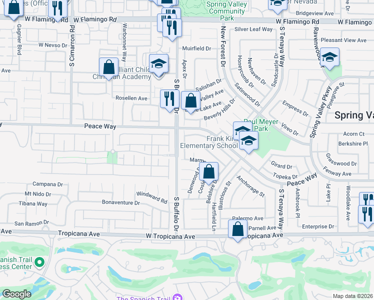 map of restaurants, bars, coffee shops, grocery stores, and more near 4605 Ermine Court in Las Vegas