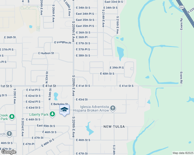 map of restaurants, bars, coffee shops, grocery stores, and more near 4071 South 211th East Avenue in Broken Arrow