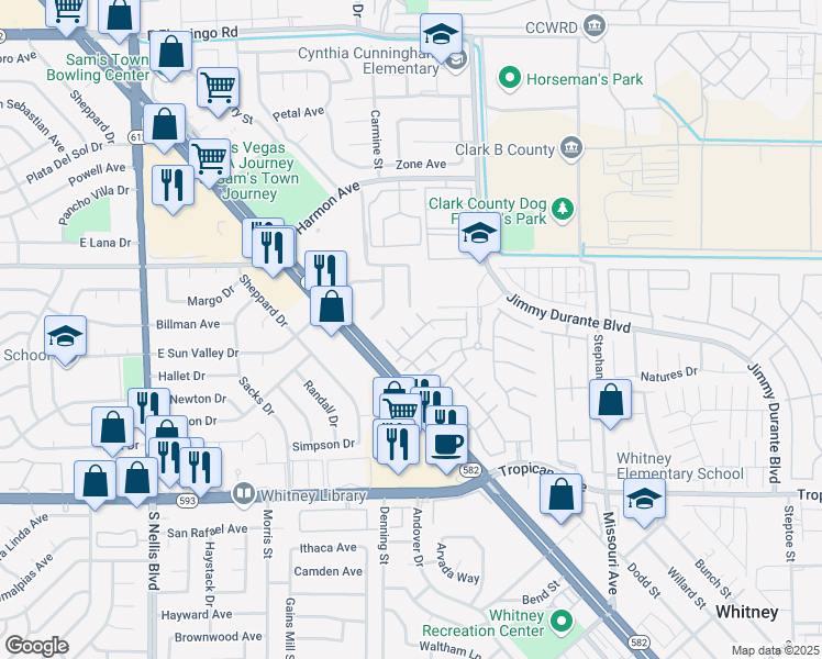map of restaurants, bars, coffee shops, grocery stores, and more near 4624 Even Money Court in Las Vegas