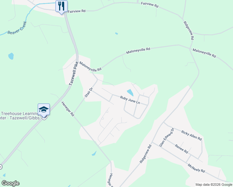 map of restaurants, bars, coffee shops, grocery stores, and more near 6614 Ruby June Lane in Corryton