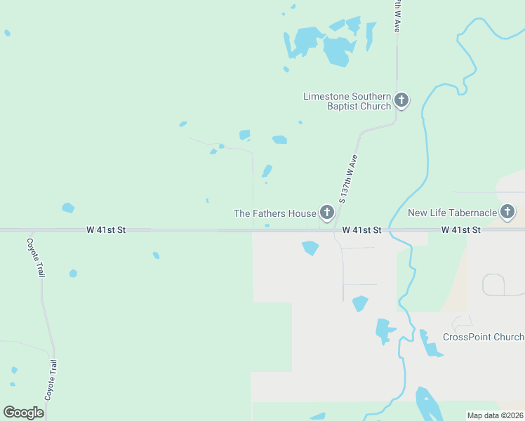 map of restaurants, bars, coffee shops, grocery stores, and more near 14425 West 41st Street in Sand Springs
