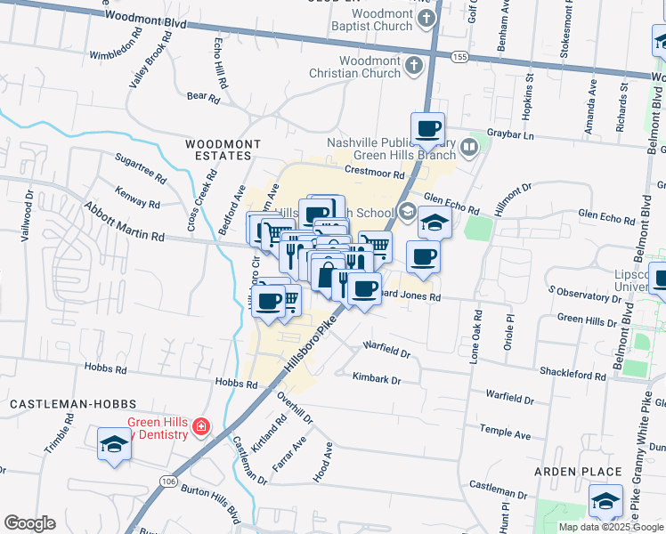 map of restaurants, bars, coffee shops, grocery stores, and more near 3909 U.S. 431 in Nashville