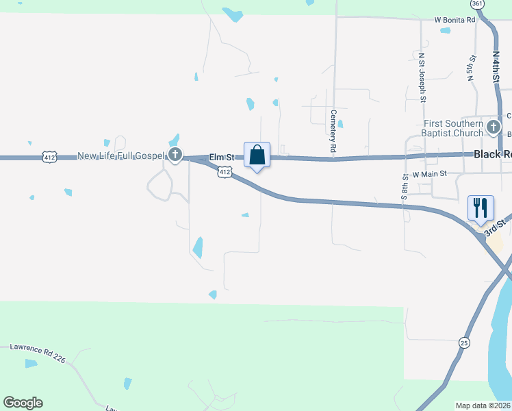 map of restaurants, bars, coffee shops, grocery stores, and more near 380 Shady Lane in Black Rock