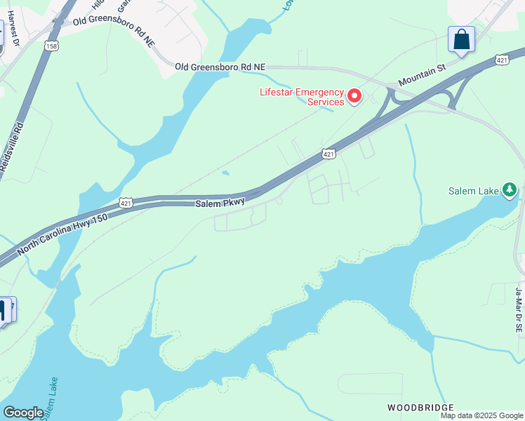 map of restaurants, bars, coffee shops, grocery stores, and more near 608 Timberline Drive Southeast in Winston-Salem