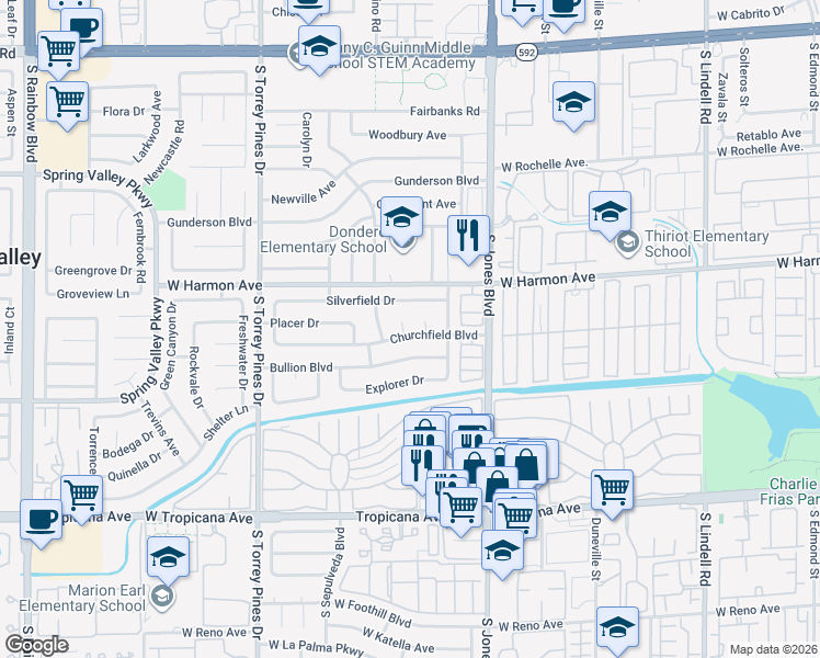 map of restaurants, bars, coffee shops, grocery stores, and more near 6254 Bullion Boulevard in Las Vegas