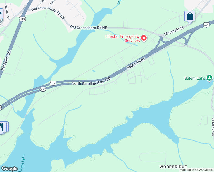 map of restaurants, bars, coffee shops, grocery stores, and more near 608 Timberline Drive Southeast in Winston-Salem