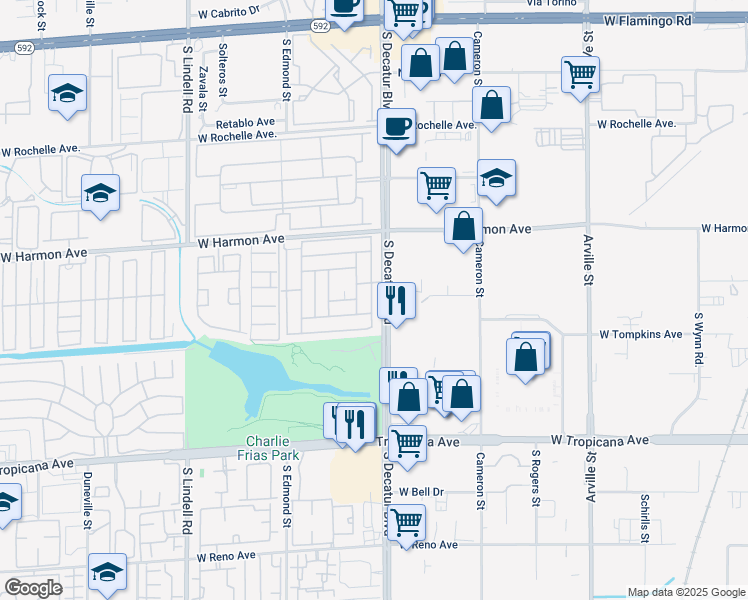 map of restaurants, bars, coffee shops, grocery stores, and more near 4628 Royal Ridge Way in Las Vegas